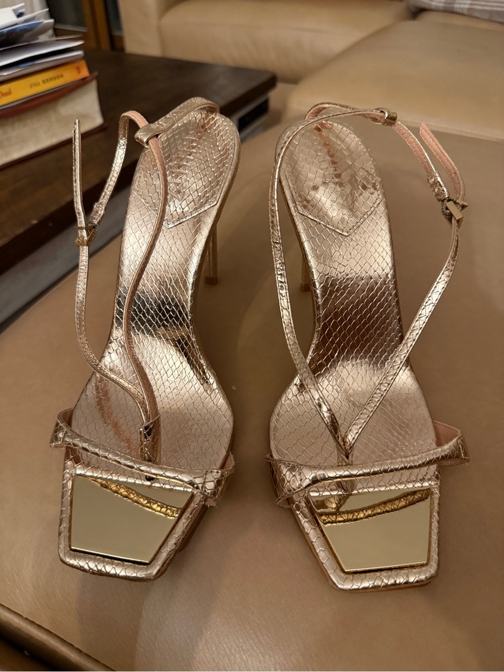 SCHUTZ Rose Gold Strappy High-Heel Sandals